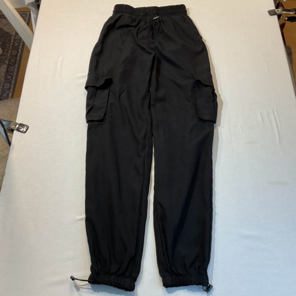 Refuge‎ Black Cargo Pants With Pull Tie Waist and Ankles, Size S Casual Comfort